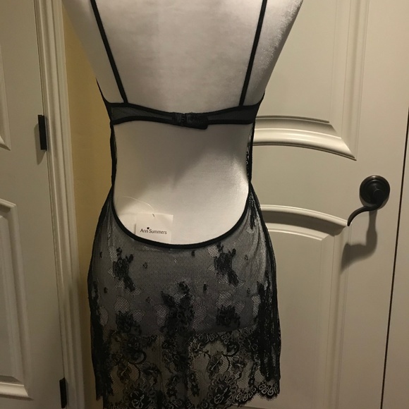 NWT ANN SUMMERS CHEMISE / NEGLIGEE  BLACK LACE - Picture 2 of 3